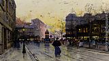 Eugene Galien-laloue Famous Paintings - Paris Street Scene